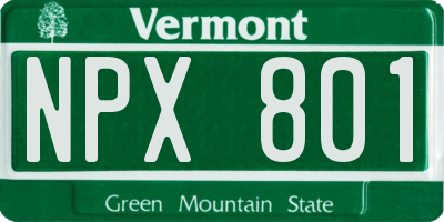 VT license plate NPX801