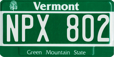 VT license plate NPX802