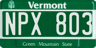 VT license plate NPX803