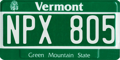 VT license plate NPX805