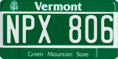 VT license plate NPX806