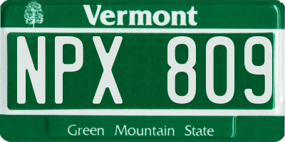 VT license plate NPX809
