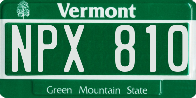 VT license plate NPX810