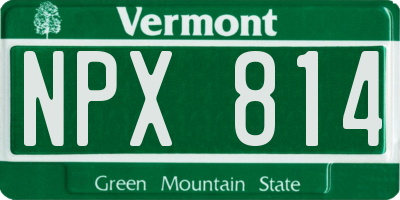 VT license plate NPX814