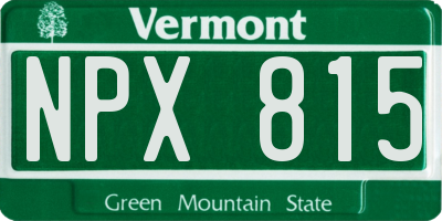 VT license plate NPX815