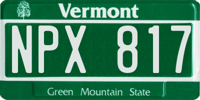 VT license plate NPX817