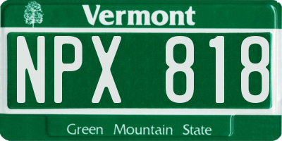 VT license plate NPX818