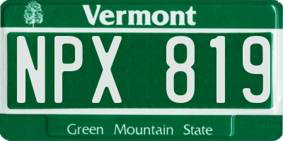VT license plate NPX819