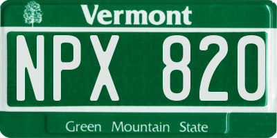 VT license plate NPX820