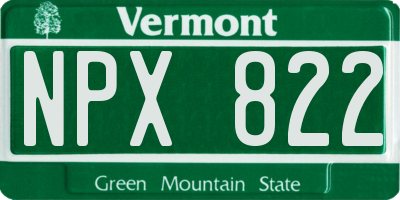 VT license plate NPX822