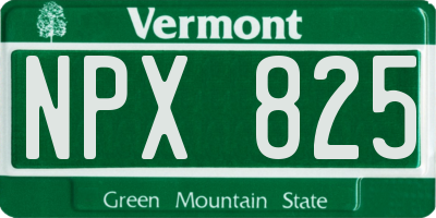 VT license plate NPX825