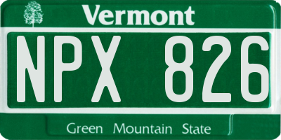 VT license plate NPX826