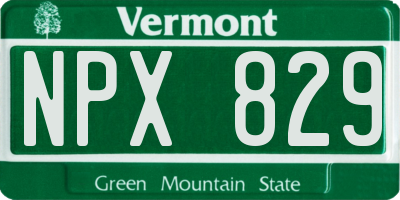 VT license plate NPX829