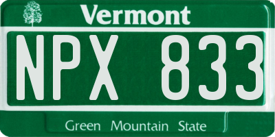 VT license plate NPX833