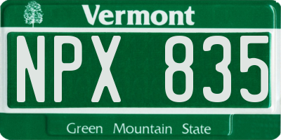 VT license plate NPX835