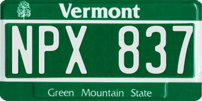 VT license plate NPX837