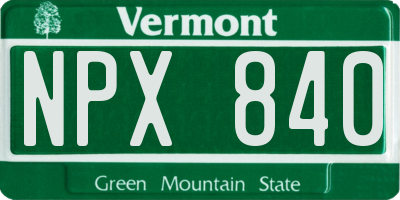 VT license plate NPX840
