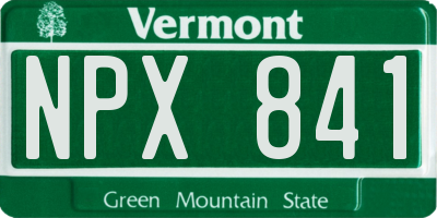 VT license plate NPX841