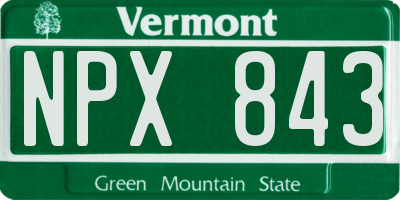 VT license plate NPX843