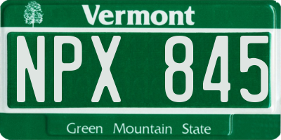 VT license plate NPX845