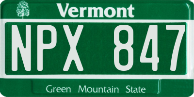VT license plate NPX847