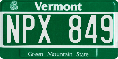 VT license plate NPX849