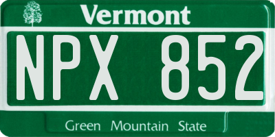 VT license plate NPX852
