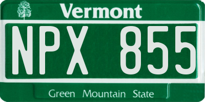 VT license plate NPX855
