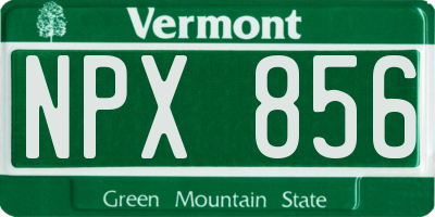 VT license plate NPX856