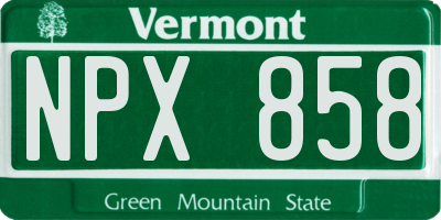 VT license plate NPX858