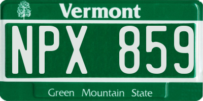VT license plate NPX859