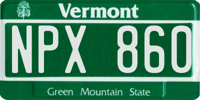 VT license plate NPX860