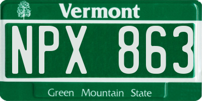 VT license plate NPX863