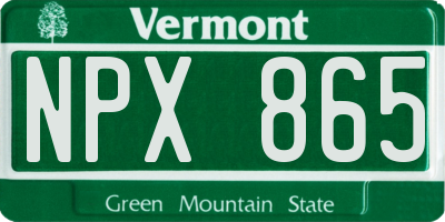 VT license plate NPX865