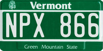 VT license plate NPX866