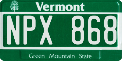 VT license plate NPX868