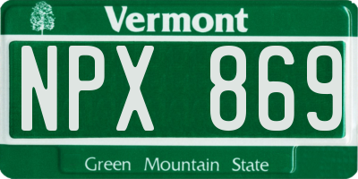VT license plate NPX869
