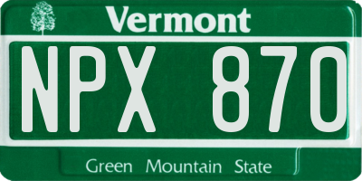 VT license plate NPX870