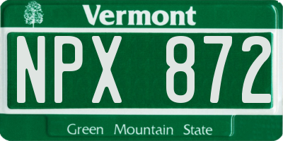 VT license plate NPX872