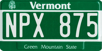 VT license plate NPX875