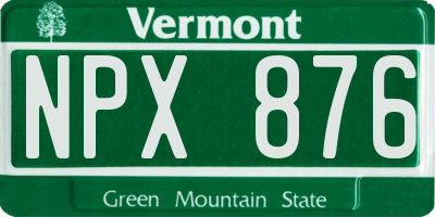 VT license plate NPX876