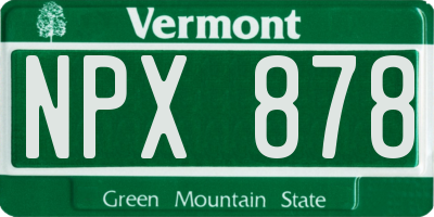 VT license plate NPX878