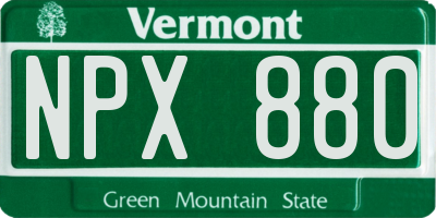 VT license plate NPX880