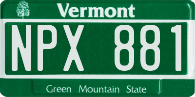 VT license plate NPX881