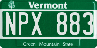 VT license plate NPX883