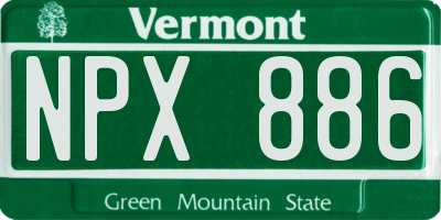 VT license plate NPX886