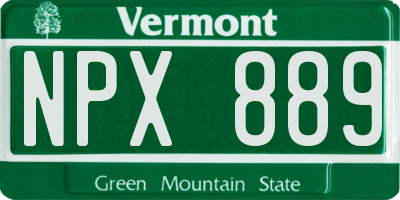 VT license plate NPX889