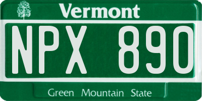 VT license plate NPX890