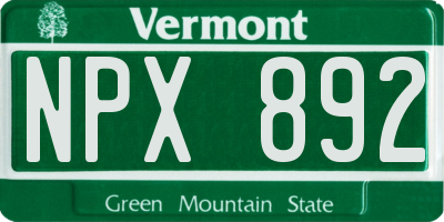 VT license plate NPX892