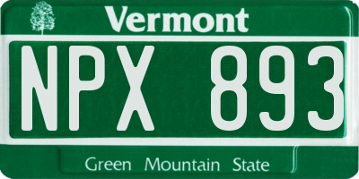 VT license plate NPX893